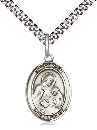 Pewter Saint Ann Medal Religious Jewelry Engraved Catholic Saint Jewelry