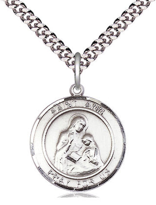 Pewter Saint Ann Medal Religious Jewelry Engraved Catholic Saint Jewelry
