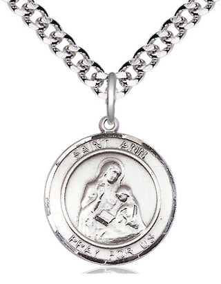 Pewter Saint Ann Medal Religious Jewelry Engraved Catholic Saint Jewelry