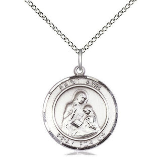 Sterling Silver Saint Ann Medal Religious Jewelry Engraved Catholic Saint Jewelry