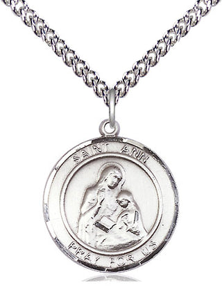 Sterling Silver Saint Ann Medal Religious Jewelry Engraved Catholic Saint Jewelry
