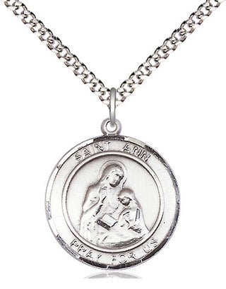 Sterling Silver Saint Ann Medal Religious Jewelry Engraved Catholic Saint Jewelry