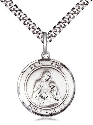 Sterling Silver Saint Ann Medal Religious Jewelry Engraved Catholic Saint Jewelry