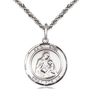 Sterling Silver Saint Ann Medal Religious Jewelry Engraved Catholic Saint Jewelry