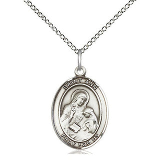 Sterling Silver Saint Ann Medal Religious Jewelry Engraved Catholic Saint Jewelry