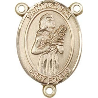 14kt Gold Filled Saint Agatha Rosary Center Rosary Center Engraved Catholic Saint Jewelry