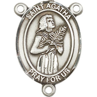 Sterling Silver Saint Agatha Rosary Center