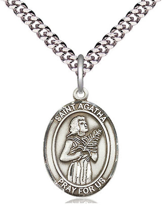 Pewter Saint Agatha Medal Religious Jewelry Engraved Catholic Saint Jewelry