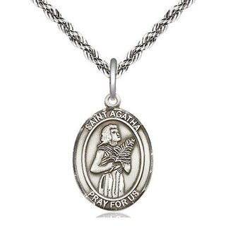 Sterling Silver Saint Agatha Medal Religious Jewelry Engraved Catholic Saint Jewelry