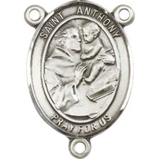 Sterling Silver Saint Anthony of Padua Rosary Center Rosary Center | Engravable