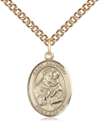 14kt Gold Filled Saint Anthony of Padua Medal Religious Jewelry Engraved Catholic Saint Jewelry