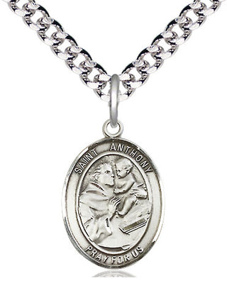 Pewter Saint Anthony of Padua Medal Religious Jewelry Engraved Catholic Saint Jewelry