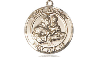 14kt Gold Filled Saint Anthony Medal Engraved Catholic Saint Jewelry
