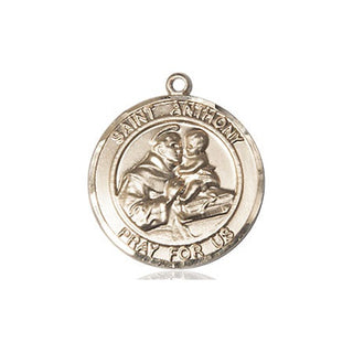14kt Gold Saint Anthony Medal Engraved Catholic Saint Jewelry
