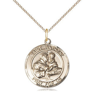 14kt Gold Saint Anthony Medal Engraved Catholic Saint Jewelry