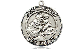 Pewter Saint Anthony Medal Engraved Catholic Saint Jewelry