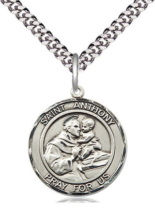 Pewter Saint Anthony Medal Religious Jewelry Engraved Catholic Saint Jewelry