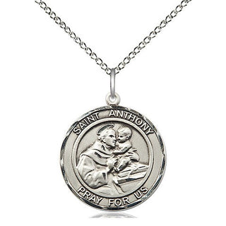 Sterling Silver Saint Anthony Medal Religious Jewelry Engraved Catholic Saint Jewelry