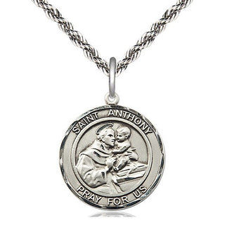 Sterling Silver Saint Anthony Medal Religious Jewelry Engraved Catholic Saint Jewelry