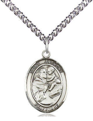 Sterling Silver Saint Anthony of Padua Medal Religious Jewelry Engraved Catholic Saint Jewelry