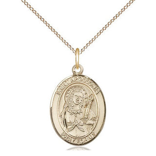 14kt Gold Filled Saint Apollonia Medal Religious Jewelry Engraved Catholic Saint Jewelry