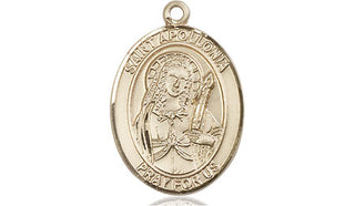 14kt Gold Saint Apollonia Medal Engraved Catholic Saint Jewelry