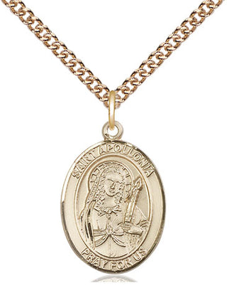 14kt Gold Saint Apollonia Medal Engraved Catholic Saint Jewelry