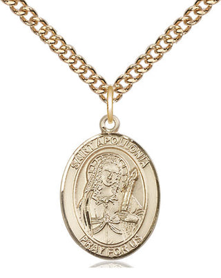 14kt Gold Saint Apollonia Medal Engraved Catholic Saint Jewelry