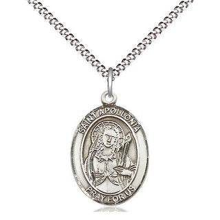 Sterling Silver Saint Apollonia Medal Religious Jewelry Engraved Catholic Saint Jewelry