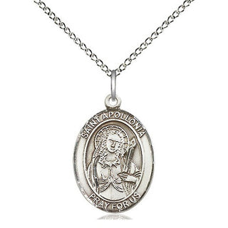 Sterling Silver Saint Apollonia Medal Religious Jewelry Engraved Catholic Saint Jewelry