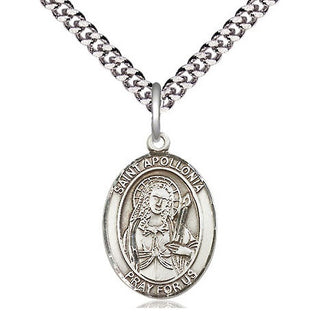 Sterling Silver Saint Apollonia Medal Religious Jewelry Engraved Catholic Saint Jewelry