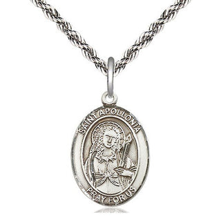 Sterling Silver Saint Apollonia Medal Religious Jewelry Engraved Catholic Saint Jewelry
