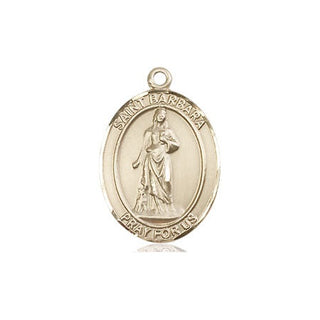14kt Gold Filled Saint Barbara Medal Engraved Catholic Saint Jewelry