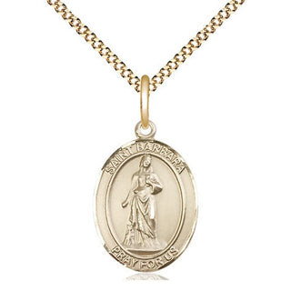 14kt Gold Filled Saint Barbara Medal Religious Jewelry Engraved Catholic Saint Jewelry