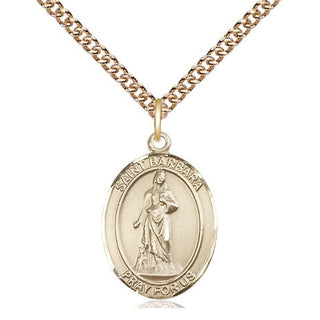 14kt Gold Filled Saint Barbara Medal Religious Jewelry Engraved Catholic Saint Jewelry
