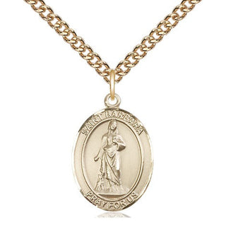 14kt Gold Filled Saint Barbara Medal Religious Jewelry Engraved Catholic Saint Jewelry