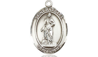Pewter Saint Barbara Medal Engraved Catholic Saint Jewelry