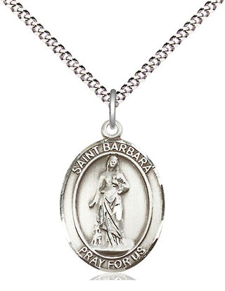 Pewter Saint Barbara Medal Religious Jewelry Engraved Catholic Saint Jewelry