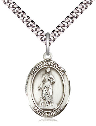 Pewter Saint Barbara Medal Religious Jewelry Engraved Catholic Saint Jewelry
