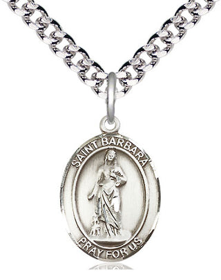Pewter Saint Barbara Medal Religious Jewelry Engraved Catholic Saint Jewelry