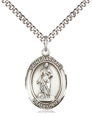 Pewter Saint Barbara Medal Religious Jewelry Engraved Catholic Saint Jewelry