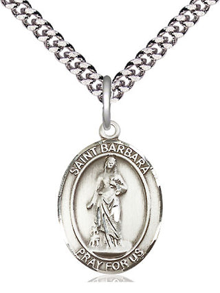 Pewter Saint Barbara Medal Religious Jewelry Engraved Catholic Saint Jewelry