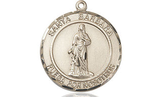 14kt Gold Filled Santa Barbara Medal Engraved Catholic Saint Jewelry