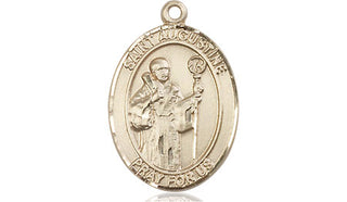 14kt Gold Saint Augustine Medal Engraved Catholic Saint Jewelry