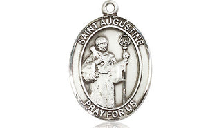 Pewter Saint Augustine Medal Engraved Catholic Saint Jewelry