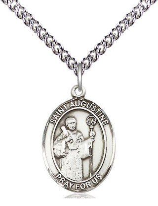 Sterling Silver Saint Augustine Medal Religious Jewelry Engraved Catholic Saint Jewelry