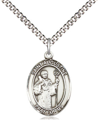 Sterling Silver Saint Augustine Medal Religious Jewelry Engraved Catholic Saint Jewelry