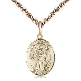 14kt Gold Saint Boniface Medal Engraved Catholic Saint Jewelry