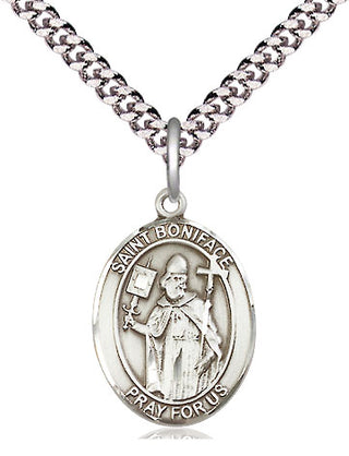Pewter Saint Boniface Medal Religious Jewelry Engraved Catholic Saint Jewelry