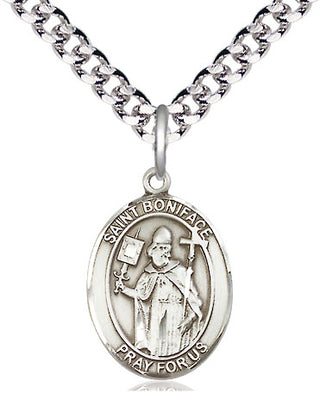 Pewter Saint Boniface Medal Religious Jewelry Engraved Catholic Saint Jewelry